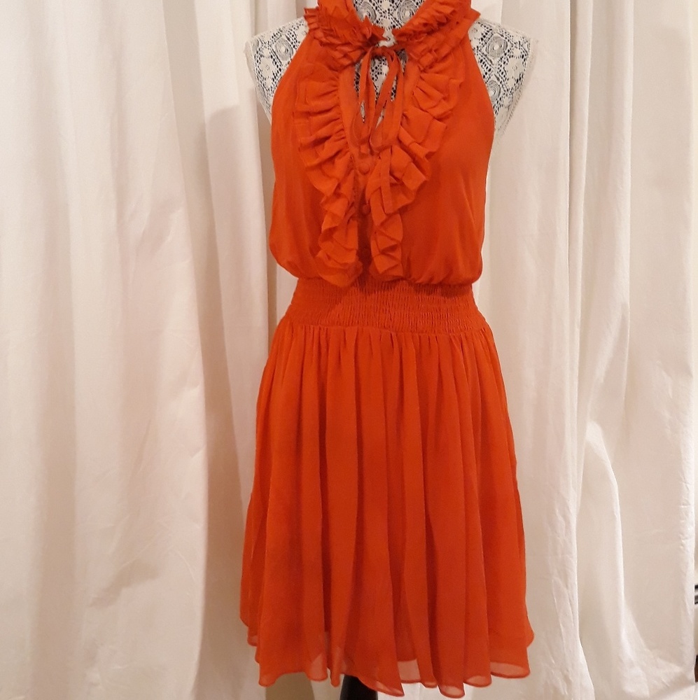 Beautiful ruffled red orange dress